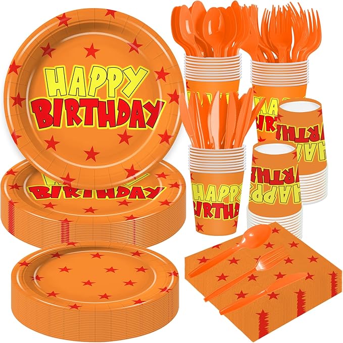 168Pcs Anime Paper Plates and Napkins Cartoon Theme Birthday Decoration Anime Party Supplies Tableware Set for Kids Birthday Party Decorations Serve 24