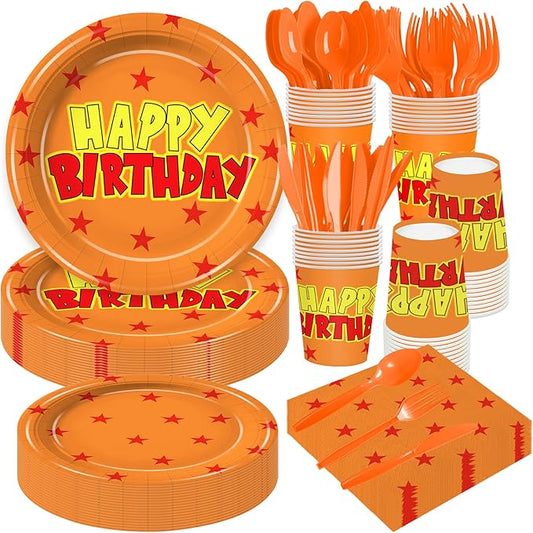 168Pcs Anime Paper Plates and Napkins Cartoon Theme Birthday Decoration Anime Party Supplies Tableware Set for Kids Birthday Party Decorations Serve 24