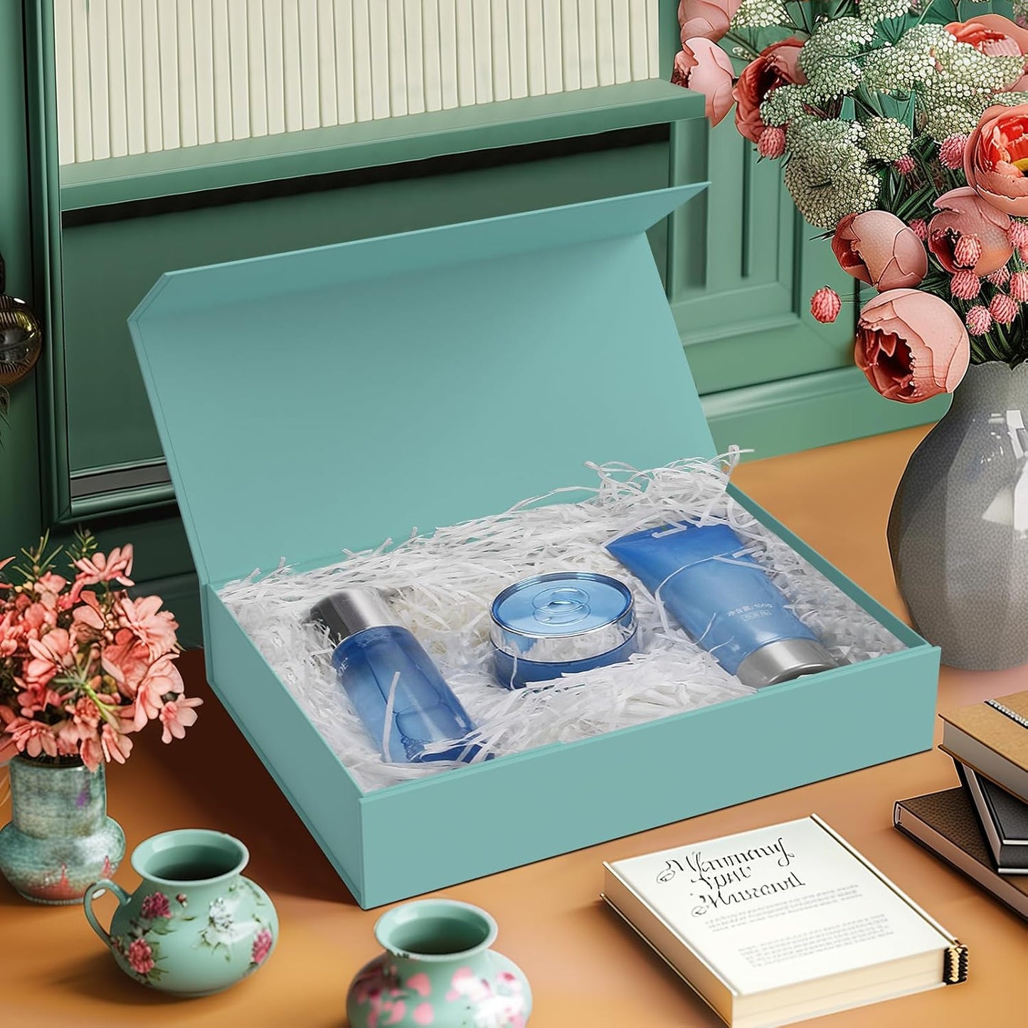 MOZRRO Gift Box 11.5 x 8.2 x 2.3 In Gift Boxes for Presents Magnetic Closure, Gift Boxes with Lids for Presents Birthday Luxury Jewelry T-shirts Gloves Scarves Books Clothes Gift Wrap - Blue