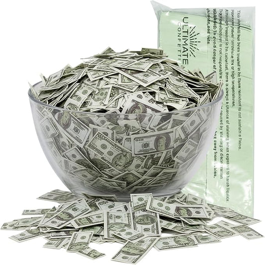 Ultimate Confetti, Money Biodegradable Confetti - Rectangular Flame-Resistant and Slow-Falling Tissue Paper Confetti for Cannon and Launcher use – Best for Celebrations - 1 lb, 16 oz