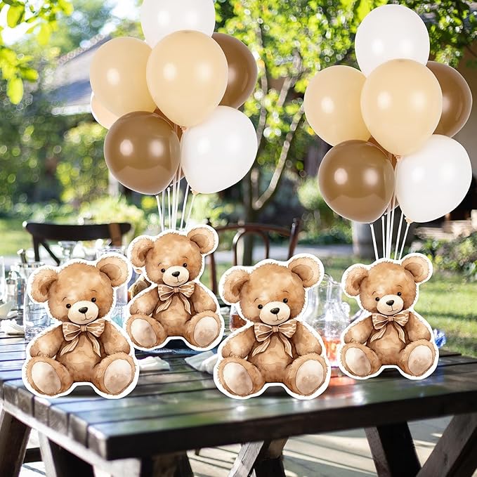 6 Sets Balloon Stand Kit for Table Bear Baby Shower Centerpieces with Balloon Baby Shower Decor for Bear Theme Gender Reveal Birthday Party Table Decorations Supplies