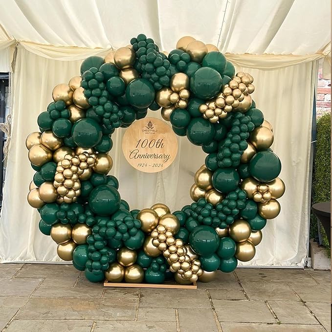 Green and Gold Balloons Arch Garland Kit, 134pcs Metallic Gold and Dark Green Balloons with Different Size for Birthday, Graduation, St. Patrick's Day, Baby Shower, Jungle Party Decorations…