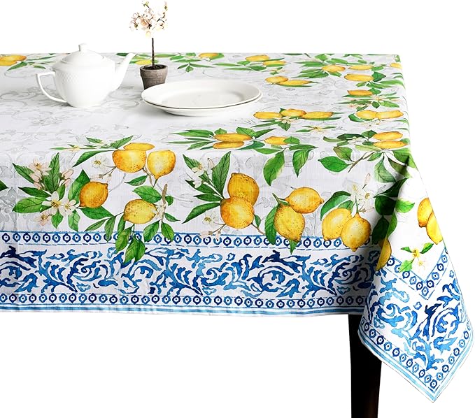 Maison d' Hermine Table Cloth Square Table 100% Cotton 60 x 60 Inches Tablecloth Reusable Decorative for Dining Room Farmhouse Home Valentines Day Decorations Spring Summer - Cedrat