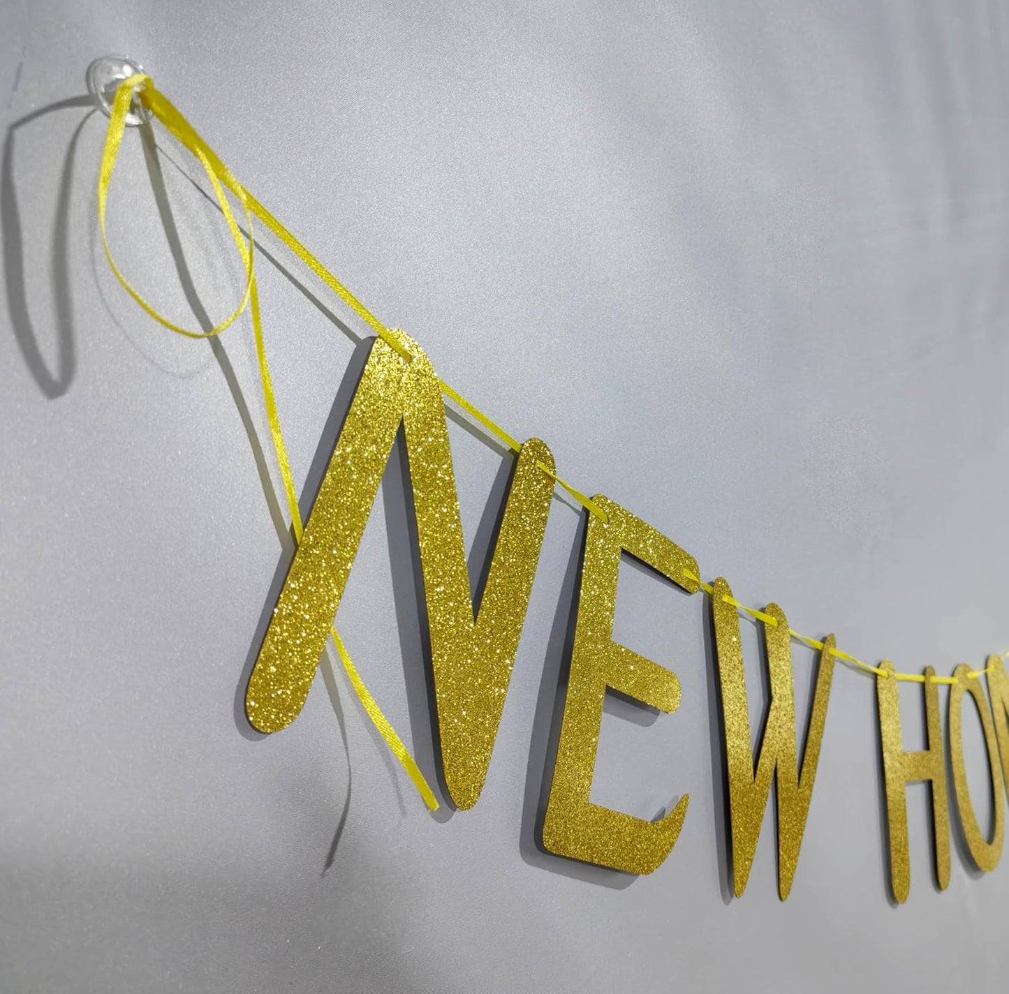 New Home Who Dis Banner,with adhesive hooks,New Home,Welcome Home,Funny Housewarming Party Decorations Spupplies,Gold Glitter Decor(Pre-Strung)