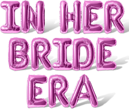 Letter Balloons - IN HER BRIDE ERA 16" Inch Alphabet Letters Foil Mylar Balloon Bachelorette Party Banner (Pink)