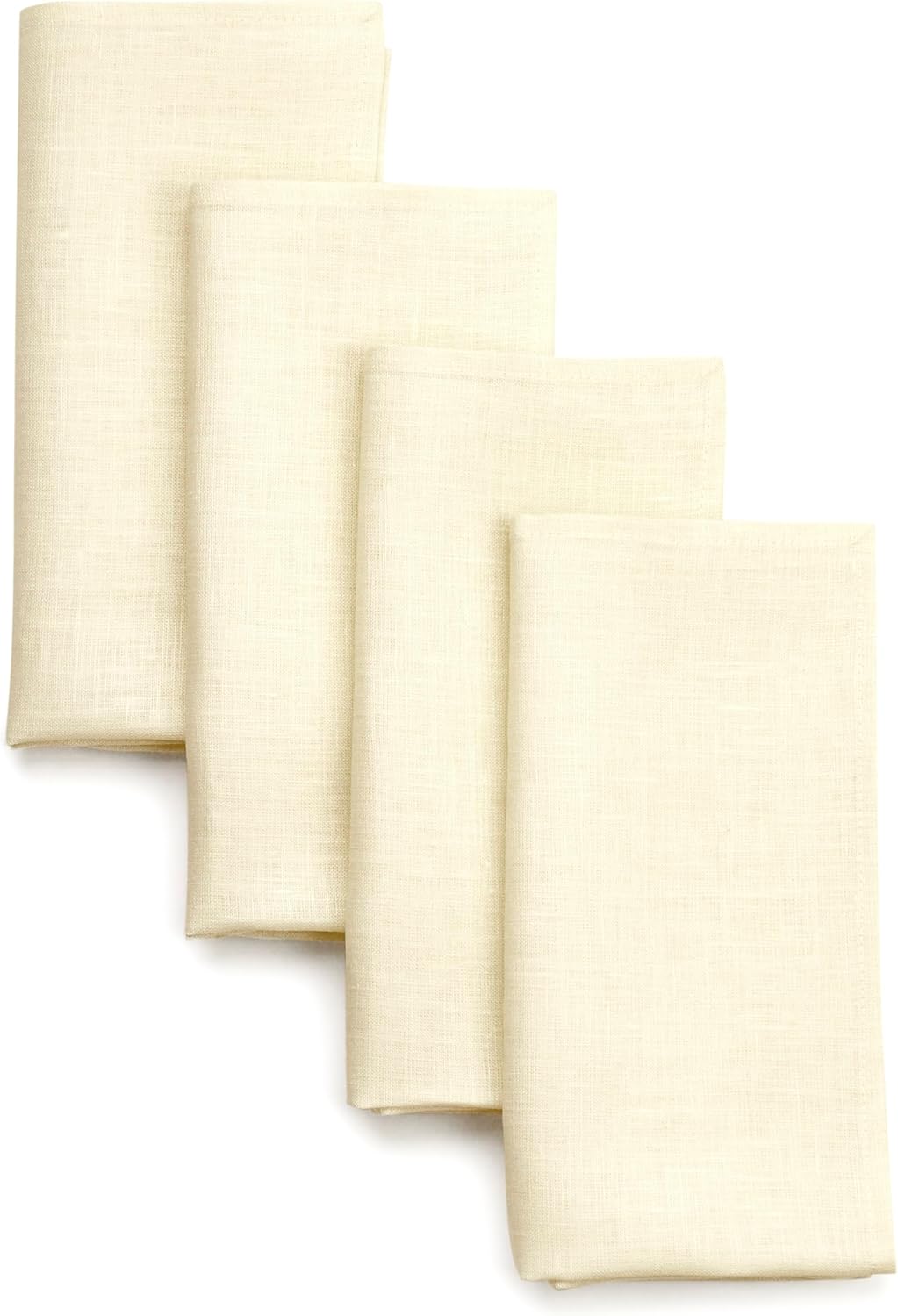 D'Moksha Homes Cream Linen Napkins 18 x 18 Inch - 100% Pure Linen Cloth Washable Dinner Napkins Set of 4 for Fall, Thanksgiving, Christmas, Holiday