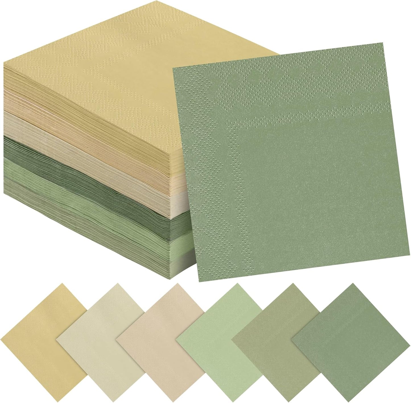 150 Pieces Sage Green Paper Napkins Cocktail Napkin Beverage Luncheon Napkins 2 Ply for Party Favors, 6 Colors