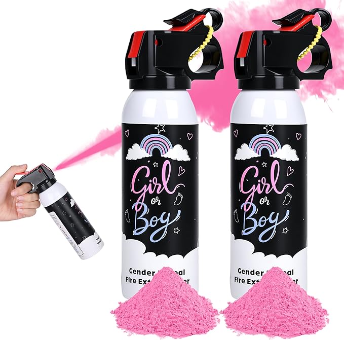 Baby Gender Reveal Fire Extinguisher; Colorful Smoke Powder Spray; 100% Safe and Eco-Friendly Gender Reveal Party Idea (100g pink 2pcs)