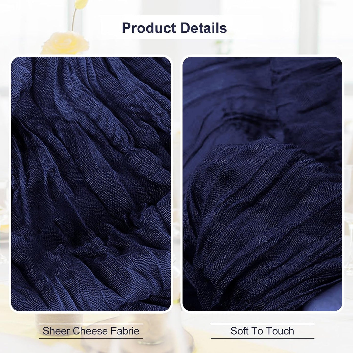 6 Pack Navy Blue Cheesecloth Table Runner 35x120 Inch 10Ft Rustic Gauze Cheese Cloth Table Runner Sheer Cheesecloth Table Runners for Wedding Party Bridal Shower Decoration