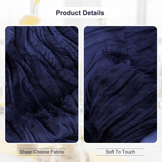 6 Pack Navy Blue Cheesecloth Table Runner 35x120 Inch 10Ft Rustic Gauze Cheese Cloth Table Runner Sheer Cheesecloth Table Runners for Wedding Party Bridal Shower Decoration