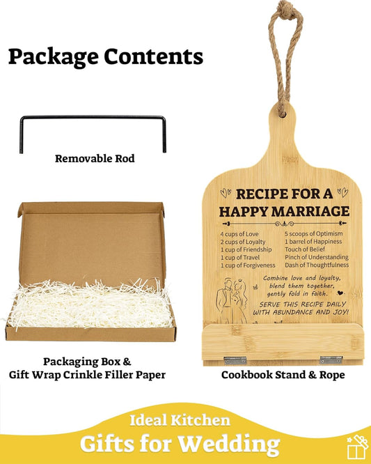 IKEDAS Wedding Gifts Cookbook Stand - Anniversary & Marriage Gifts for Couples, Newlyweds; Book Stands for Display