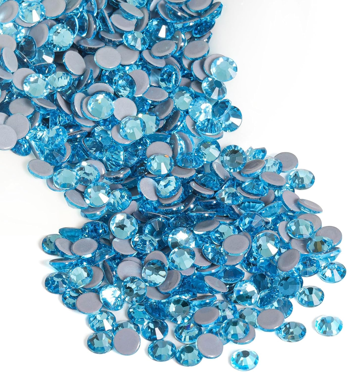Beadsland Hotfix Rhinestones, 1440pcs Flatback Crystal Rhinestones for Crafts Clothes DIY Decorations, Aquamarine, SS12, 3.0-3.2mm