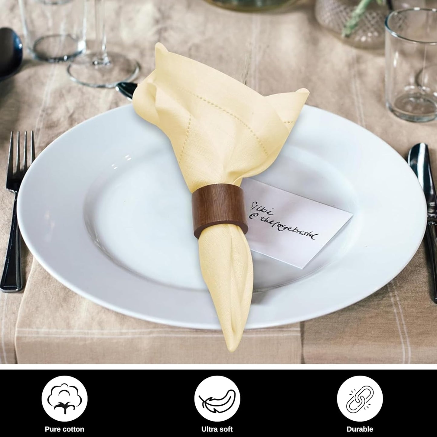 Linen Cotton Cloth Napkins Set of 4-100% Linen Hemstitched Napkins 18x18 Inches for Wedding, Dinner, Thanksgiving, Parties – Reusable Elegant Table Napkins for Home Decor & Events