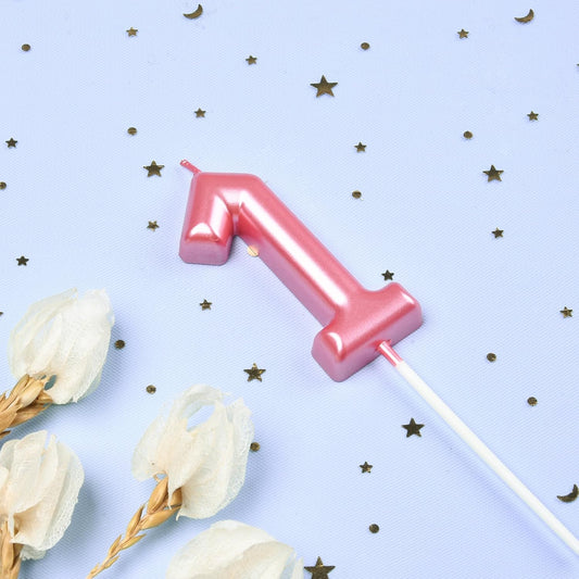 PHD CAKE 2.76 inch Classical Pink 1 Number Birthday Candles, Pink Number Candles, Cake Number Candles, Party Celebration