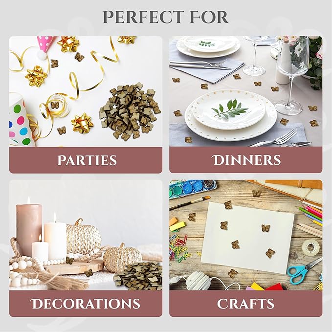 Confetti - Engraved Wood - Rustic Wooden Wedding Decor Party Table Scatter Decorations (Butterfly)