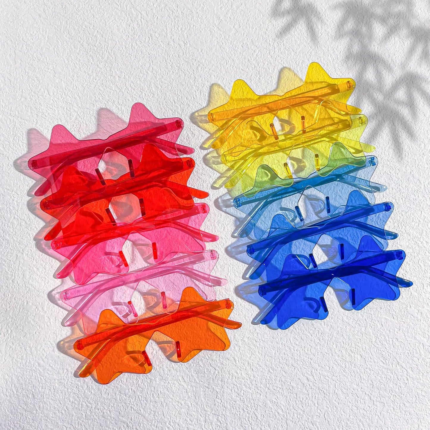 10/20 Pack Star/Heart Shape/Round/Butterfly/Cat Eye/Rectangle/Fire Rimless Tinted Party Sunglasses Color Glasses