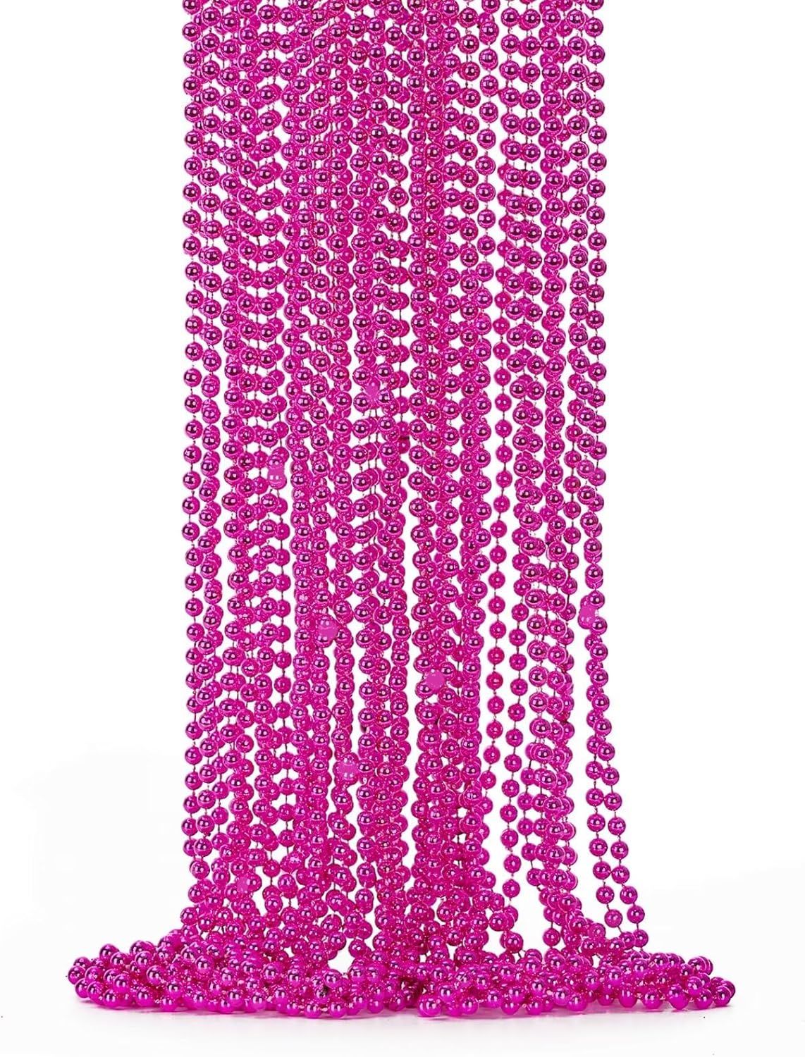 12PCS Mardi Gras Beads, Metallic Rose Red Christmas Bead Necklace Party Favors, 33" Accessory Sets Necklace Stuff, Festival Parade Throw Costumes Accessories for Celebrations Decorations