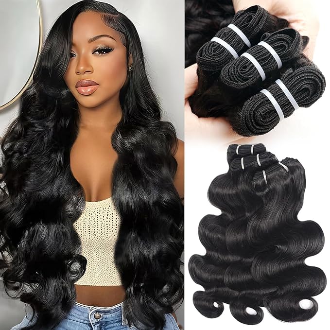 Body Wave Bundles Human Hair 18 20 22 Inch 12A Raw Indian Virgin Bundles Human Hair,Sew In Quick Weave 100% Human Hair Bundles,No Tangle Shedding Triple Lifespan,Multiple Wash Keep Texture