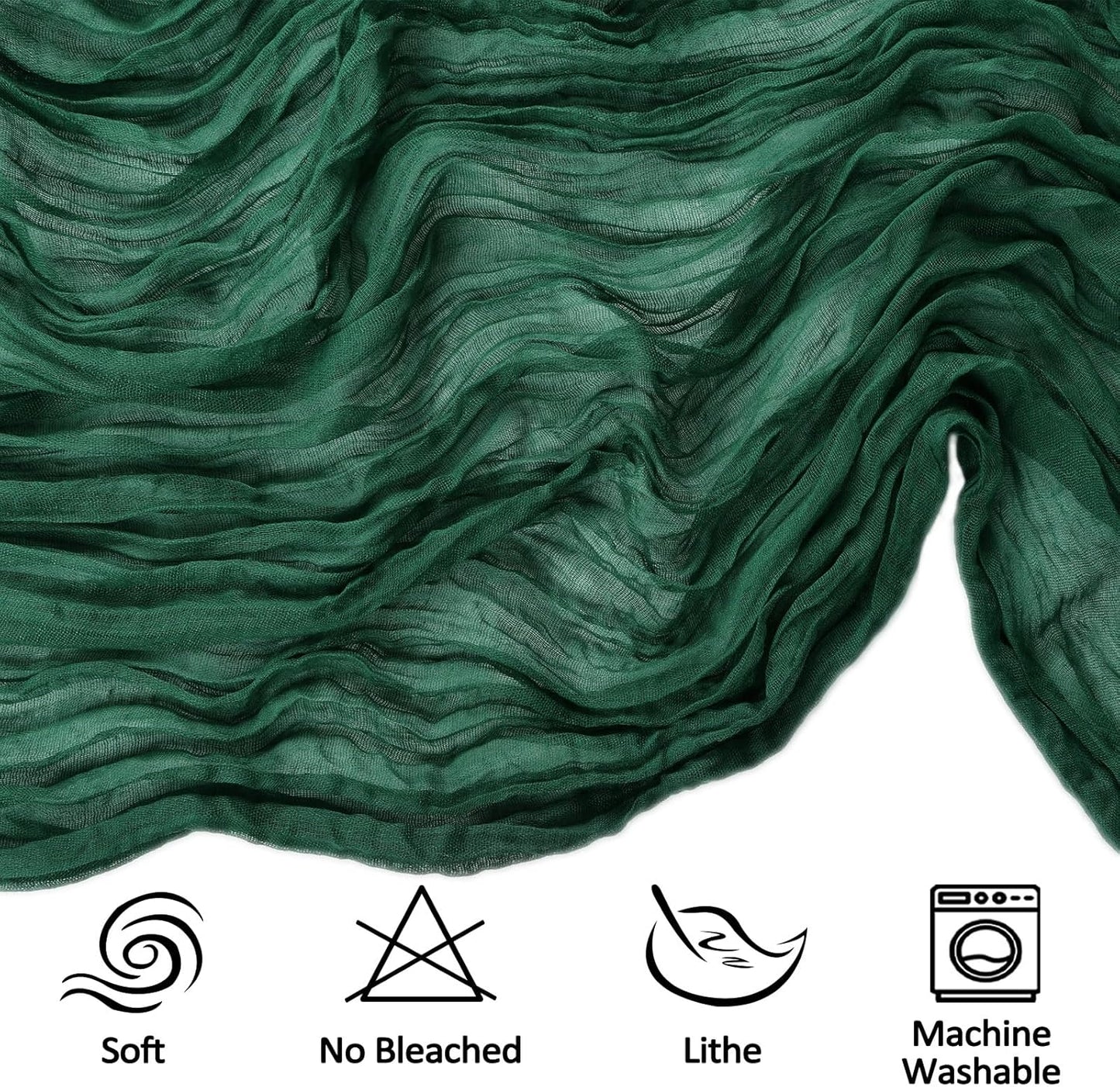 6 Pack 10FT Christmas Table Runner Emerald Green Cheesecloth 35x120 Inch Gauze Rustic Boho Table Runner Cheese Cloth for Wedding Decor Birthday Party Bridal Baby Shower Table Centerpiece Decoration