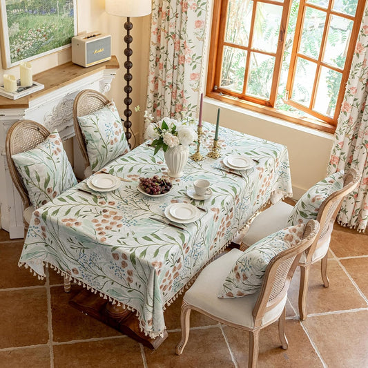 ENJOYBRIDAL Floral Tablecloth - 60 x 84 Inch - Rectangle Rustic Table Cloth Camping Vintage Dining Picnic Table Cover 6-8 Seats Cute Flower Kitchen Polyester Furniture Protector