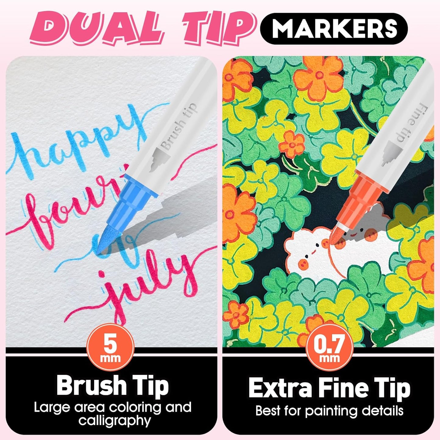FUMILE 48 Colors Dual Tip Acrylic Paint Pens,Paint Markers With Extra Fine Tip and Brush Tip for Wood, Rock, Glass, Ceramic, Canvas, Paper.Paint Markers for DIY Craft,Pumpkin and Christmas