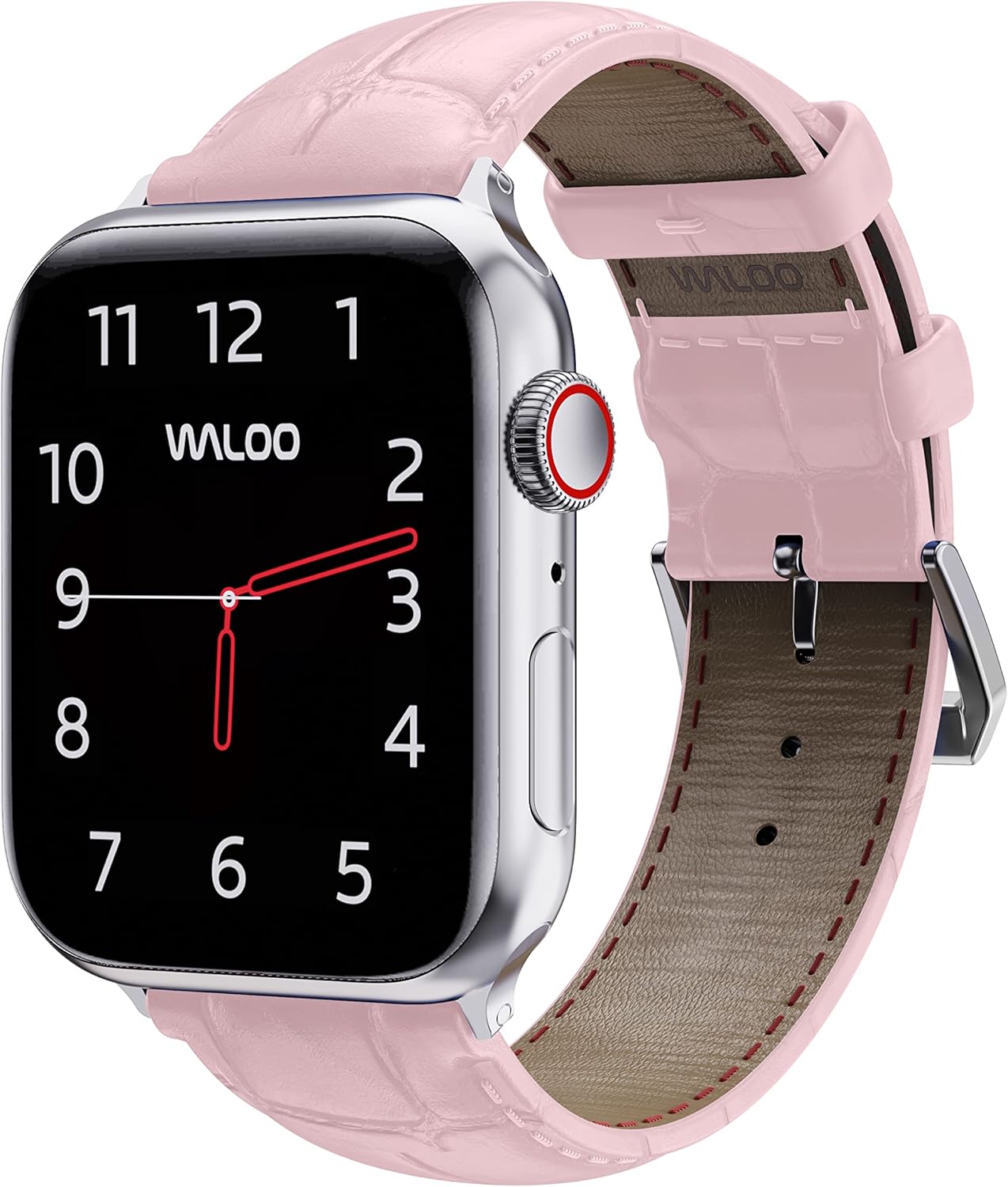 Waloo Genuine Leather Crocodile Embossed Design Alligator Replacement Watch Band Compatible With Your Apple Watch Series 10/9/8/7/6/5/4/3/2/1/SE/Ultra Fits Sizes 38mm, 40mm, 41mm, 42mm, 44mm, 45mm, 46mm, 49mm