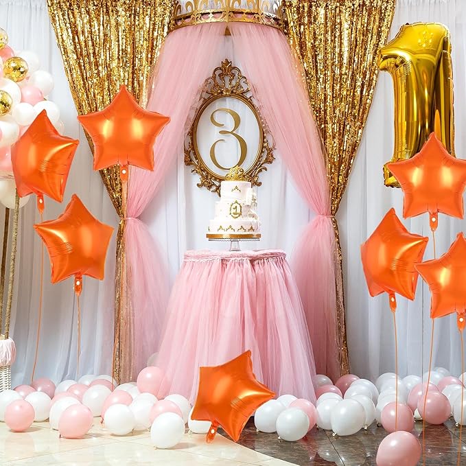 20 Pcs Orange Star Balloons,18 Inch Star Foil Balloons,Stars Shaped Balloon Mylar Helium Balloon for Birthday Party Anniversary Wedding Baby Shower Decorations (Orange)
