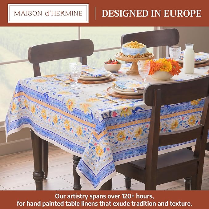 Maison d' Hermine Table Cloth Rectangle Table 100% Cotton 60 x 120 Inches Tablecloth Reusable Decorative for Dining Room Farmhouse Home Valentines Day Decorations Spring Summer - Girassol