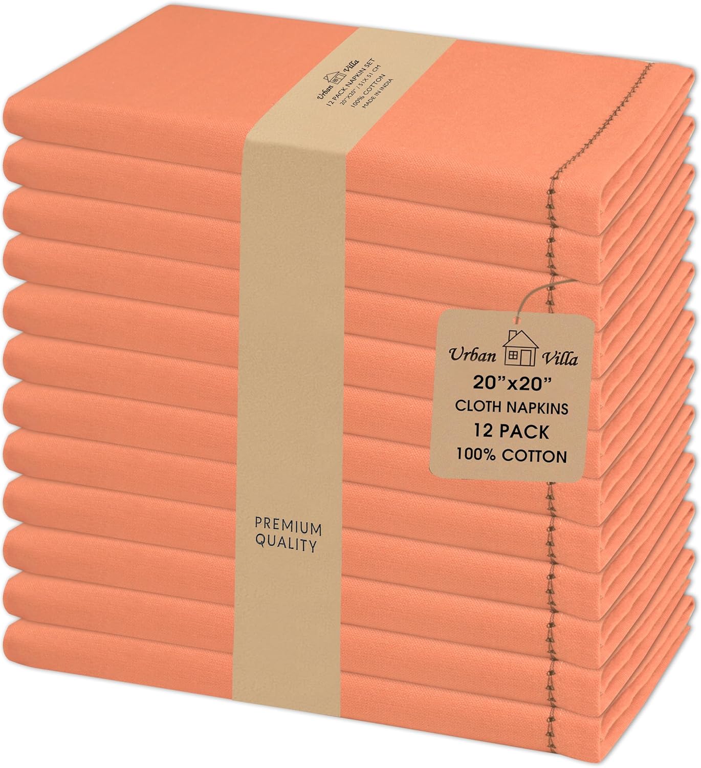 Urban Villa Halloween Cloth Napkins Orange Black Dinner Napkins Set of 12 100% Cotton Hemstitch Washable Absorbent Napkins Soft Durable Reusable-Ideal for Everyday Use Parties Wedding Thanks Giving