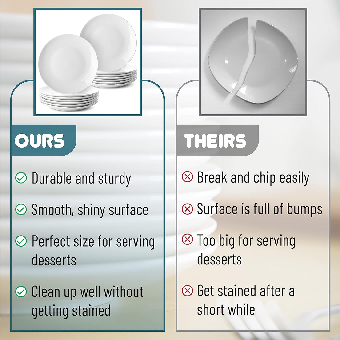 BTaT- White Dessert Plates, 8 inch, Set of 12, Small Plates for Appetizers, Christmas Gifts