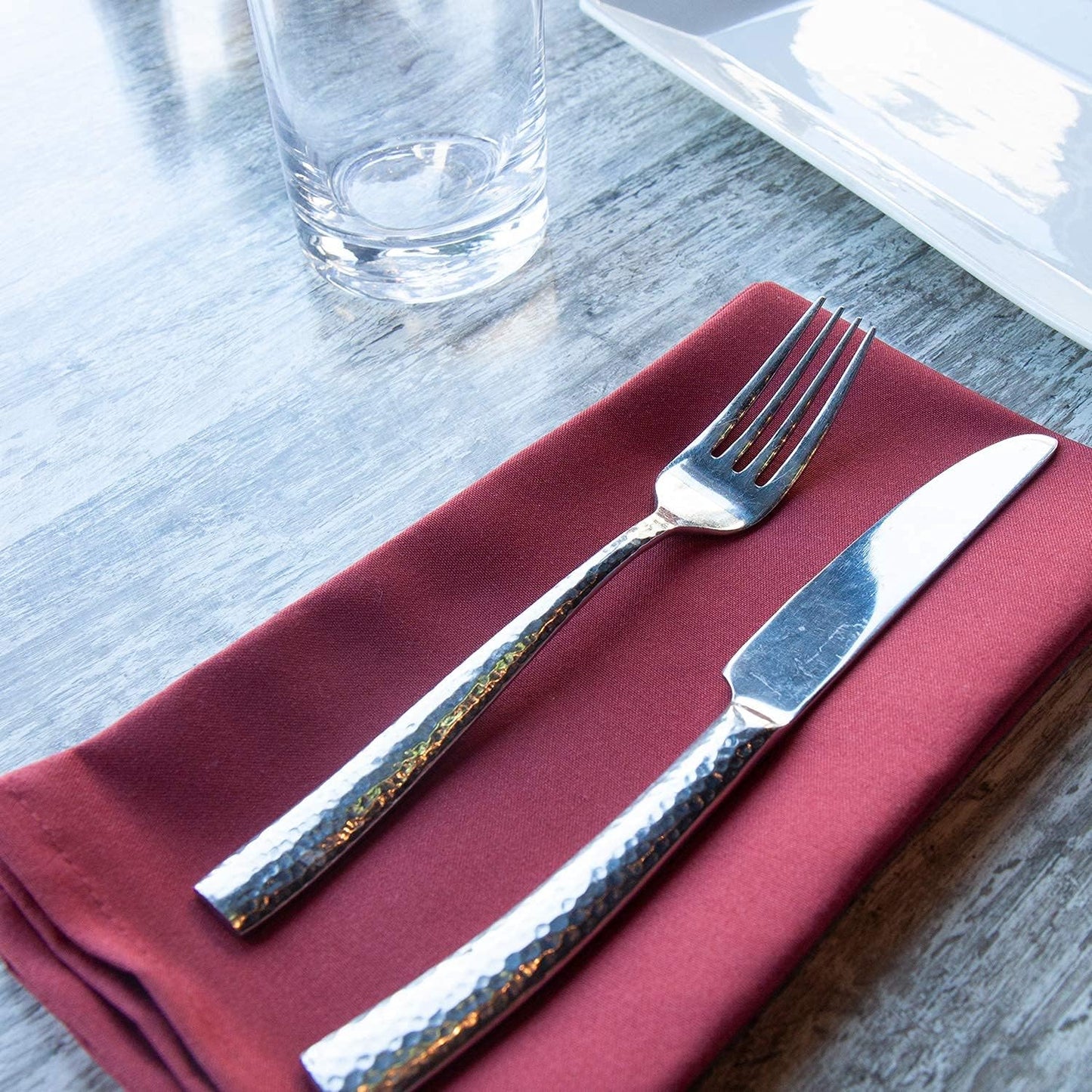 Arkwright Restaurant Cloth Napkins - (Pack of 25) Spun Polyester Dinner Napkin with Hemmed Edges - Ideal for Dinner, Wedding, Party, Banquet, Kitchen, 20 x 20 in, Burgundy