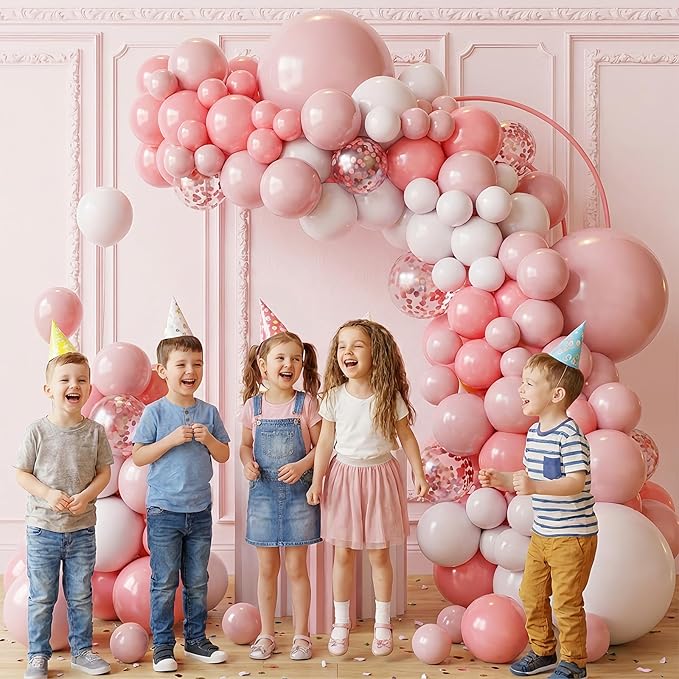 Pink and White Balloons Arch Kit,130pcs Light Pink Balloons Different Sizes White Latex Balloons for Wedding,Baby Shower,Gender Reveal,Birthday,Valentine's Day Decorations