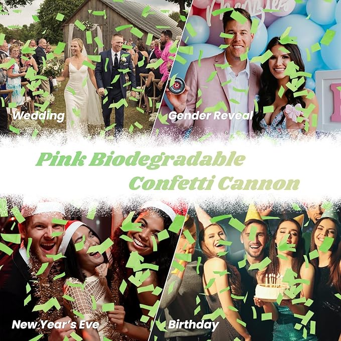 Confetti Cannon Green Biodegradable Confetti Poppers 12Pack Party Poppers Confetti Shooters Green Sticks for Wedding Graduation Engagement Anniversary Bridal Shower Valentines Day Birthday
