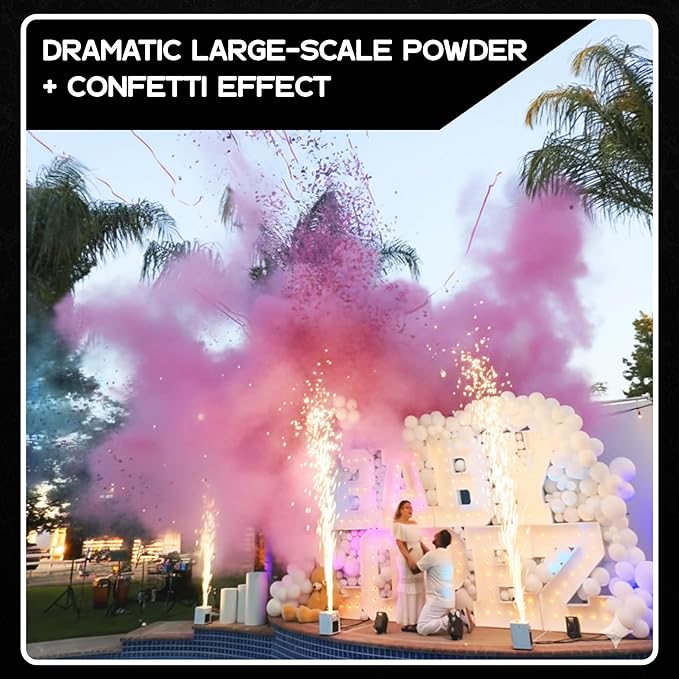 Ultimate Confetti - Electric Powder + Confetti Popper Cannon Cartridge 32” Pink - Pre-Filled and Leak-Resistant Gender Reveal Poppers Cannon, Requires EC-1 or EC-4 Confetti Machine to Activate