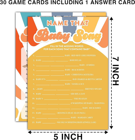 YSTEP Boho Sunshine 30 Name That Baby Song Game Cards with 1 Answer Card, Gender Reveal Party Supplies Favors (5"x7") -A06