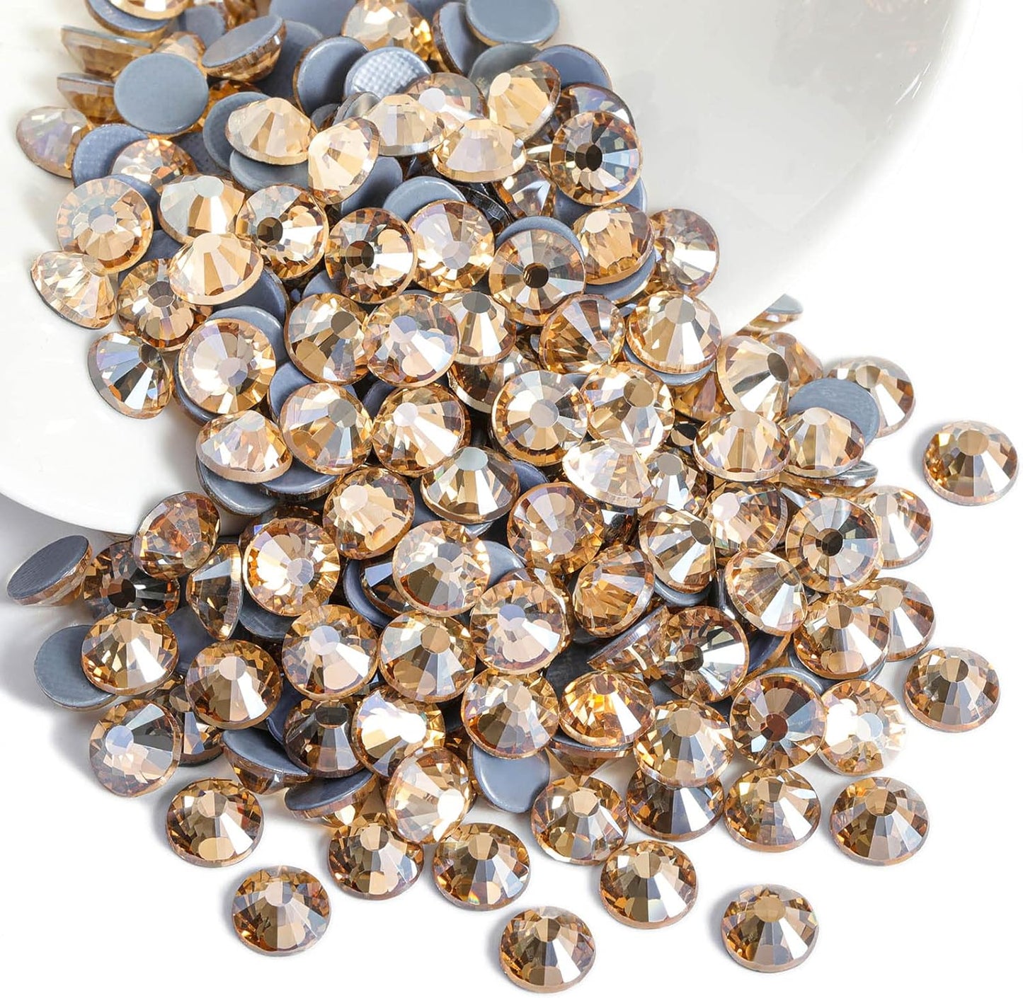 Beadsland Hotfix Rhinestones, 1440pcs Flatback Crystal Rhinestones for Crafts Clothes DIY Decorations, Golden Shadow, SS16, 3.8-4.0mm