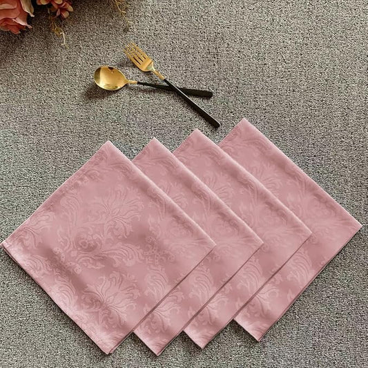 SASTYBALE 4 Pieces Napkin Set, Damask Wrinkle Resistant Soft Polyester Napkins, Fabric Cloth Dinner Napkins for Daily, Wedding, Birthday, Anniversary, Holiday, Parties, Set of 4 (Pink, 20X20 Napkin)