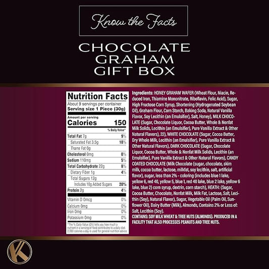 KREMERY Creamy Chocolate Cravings - Halloween Treats For Adults Chocolate Covered Graham Crackers Cookies Gift Basket, in Sectional Gift Box (9 Grahams, Assorted Sweet Toppings) Holiday Xmas Christmas