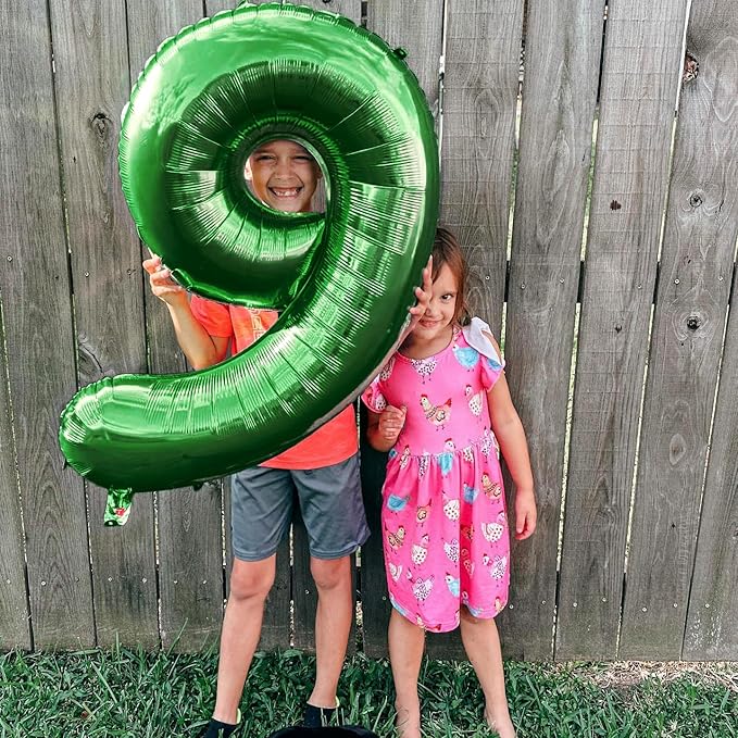 Dark Green Number 9 Balloon 40 Inch, 9th Birthday Party Decorations for Children, Giant 9 Foil Balloon for Party Supplies
