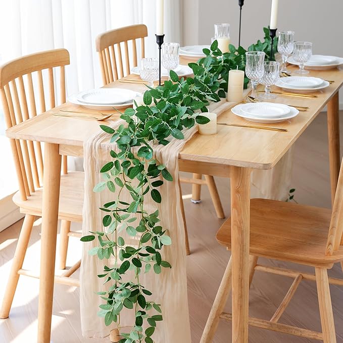 mizii 2 Strands Artificial Vines Garland 68" Fake Vine with Small Green Leaves Silk Rose Leaf Faux Hanging Plants Greenery Decorations for Bedroom Room Table Centerpieces Wedding Decor (Rose Leaves)