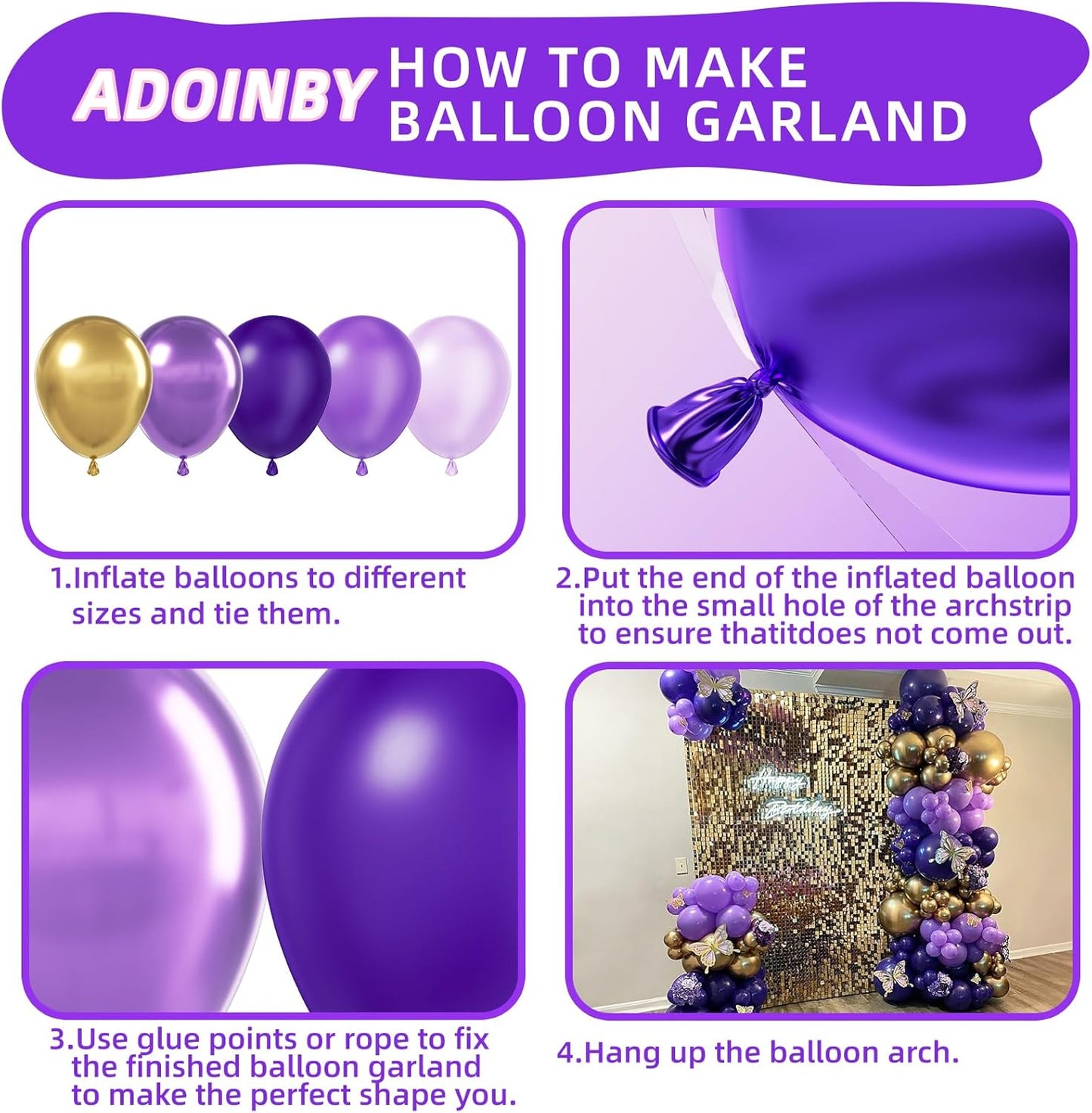 Purple and Gold Balloons Arch Kit, 140Pcs Dark Purple Metallic Gold Lavender Lilac Metallic Purple with Confetti Balloons for Baby Shower Girl Princess Party Women Birthday Wedding Decorations