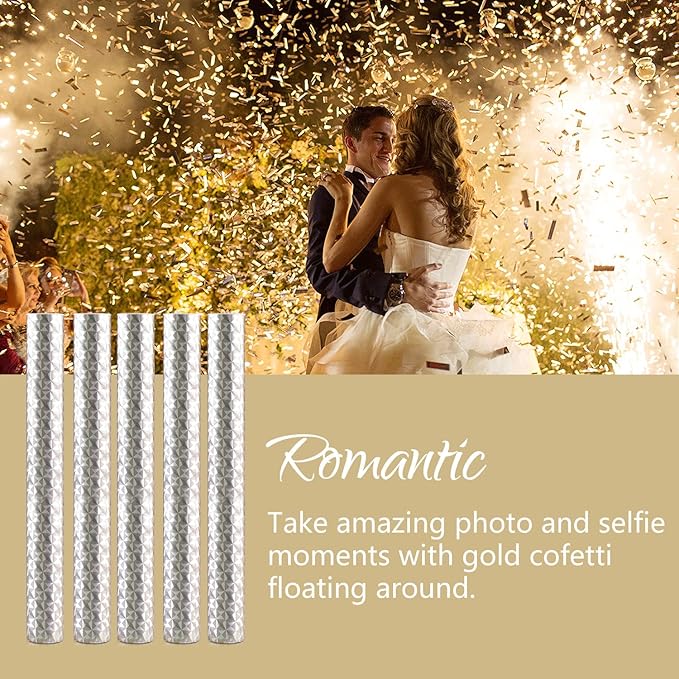 BATTIFE Confetti Wands, 7.8inch Confetti Shoot Poppers, Tissue Paper Flick Flutter Sticks for Wedding Celebrations, Anniversary, Birthday Parties, Gold (16Pack)