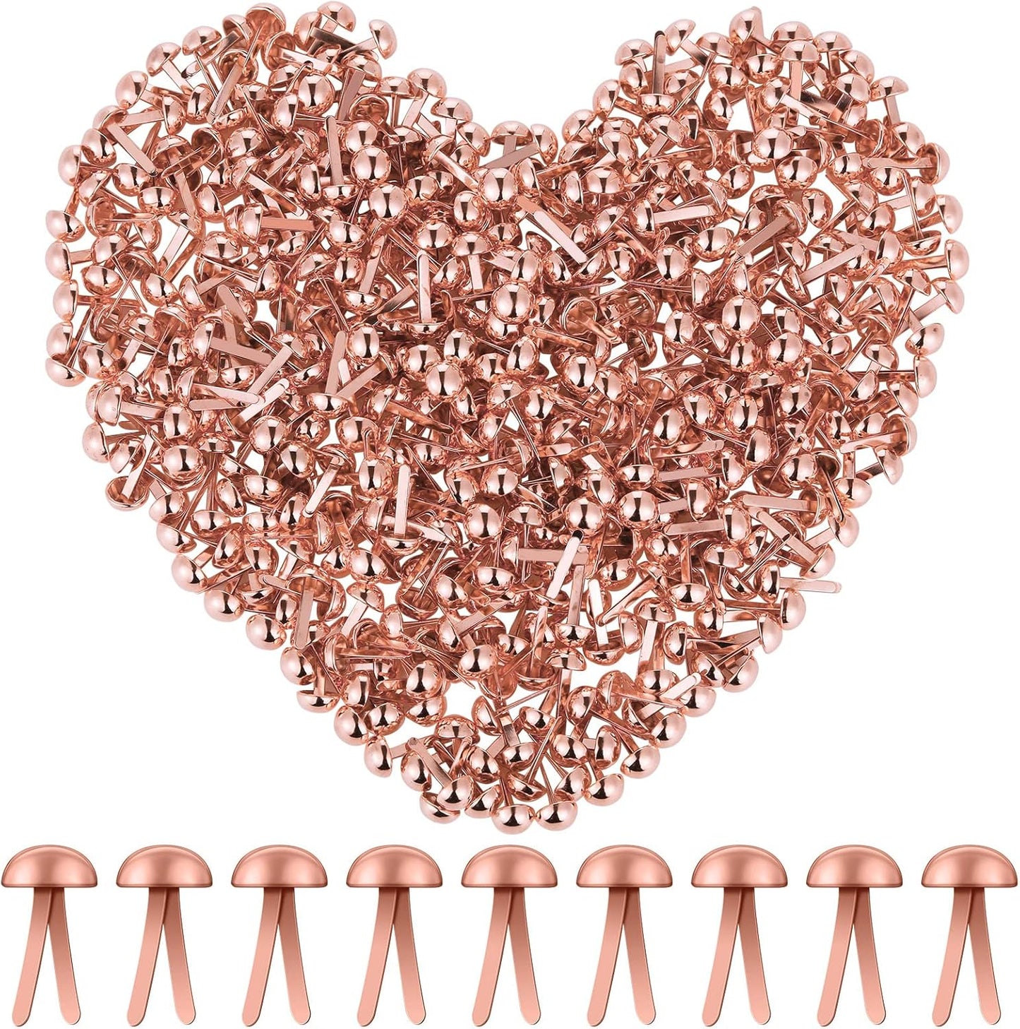 Hotop 500 Pcs Brads for Paper Crafts Metal Round Brass Paper Fasteners for Craft Art Crafting School DIY Supplies(0.3 x 0.6 Inch,Rose Gold)