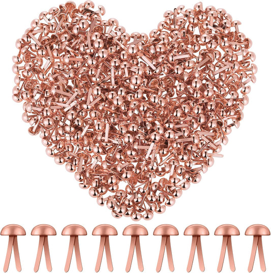Hotop 500 Pcs Brads for Paper Crafts Metal Round Brass Paper Fasteners for Craft Art Crafting School DIY Supplies(0.3 x 0.6 Inch,Rose Gold)