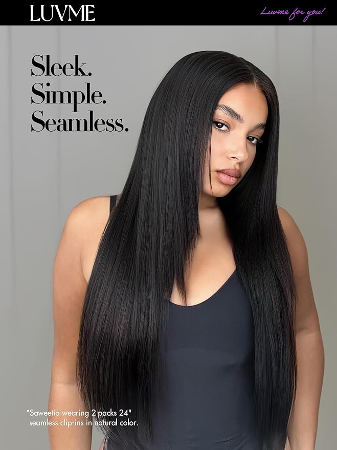 LUVME Seamless Silky Straight Clip in Hair Extensions Real Human Hair for Women, 2 Pack 26 Inch 220g 12Pcs, Remy Hair Clip Ins, Seamless Clip Ins for Full Volume & Daily Wear