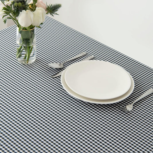 maxmill Checkered Square Tablecloth Waterproof Spillproof Wrinkle Resistant Heavy Weight Soft Gingham Table Cloth for Picnic Dinner and Party Washable Polyester Fabric, 60 x 60 Inch Black White