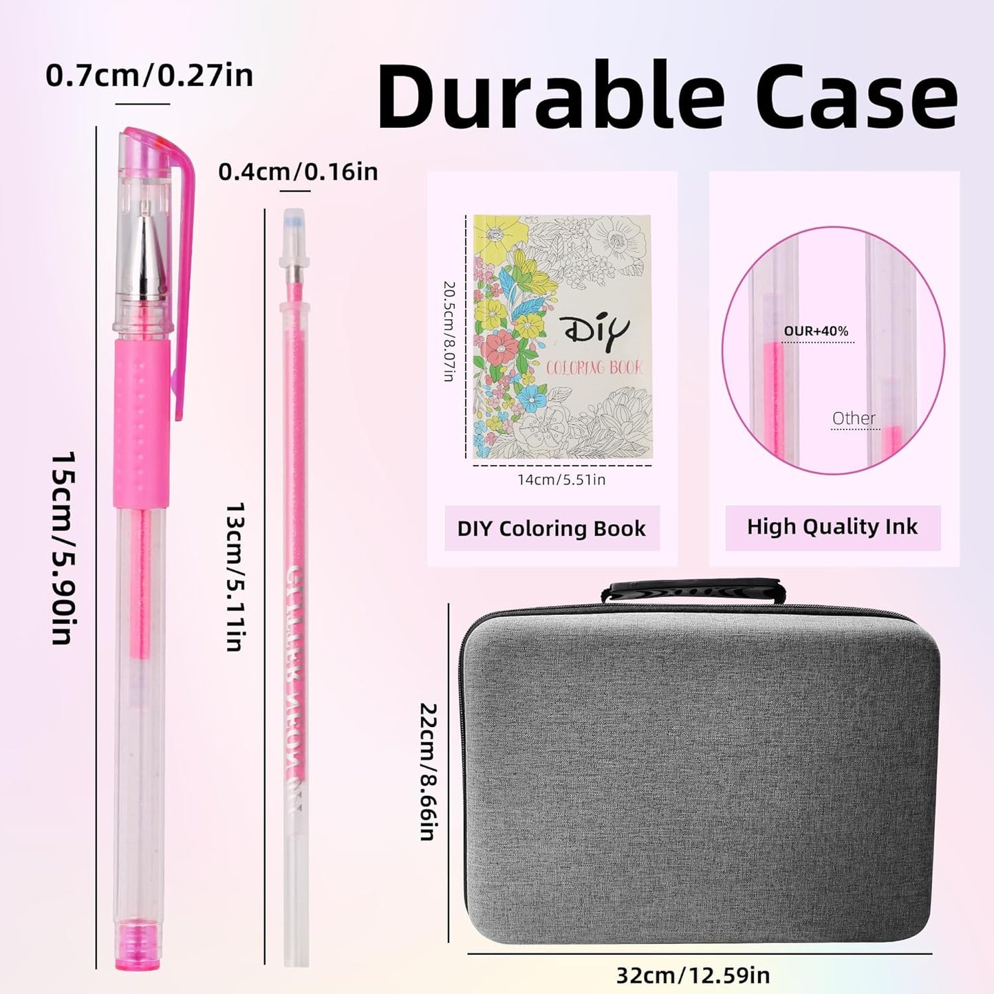 Gel Pens for Adult Coloring Book, 312 Pack Artist Colored Pens with 40% More Ink, Glitter Gel Pens with Case and Coloring Book, Perfect Art Supplies for Adults Kids for Coloring