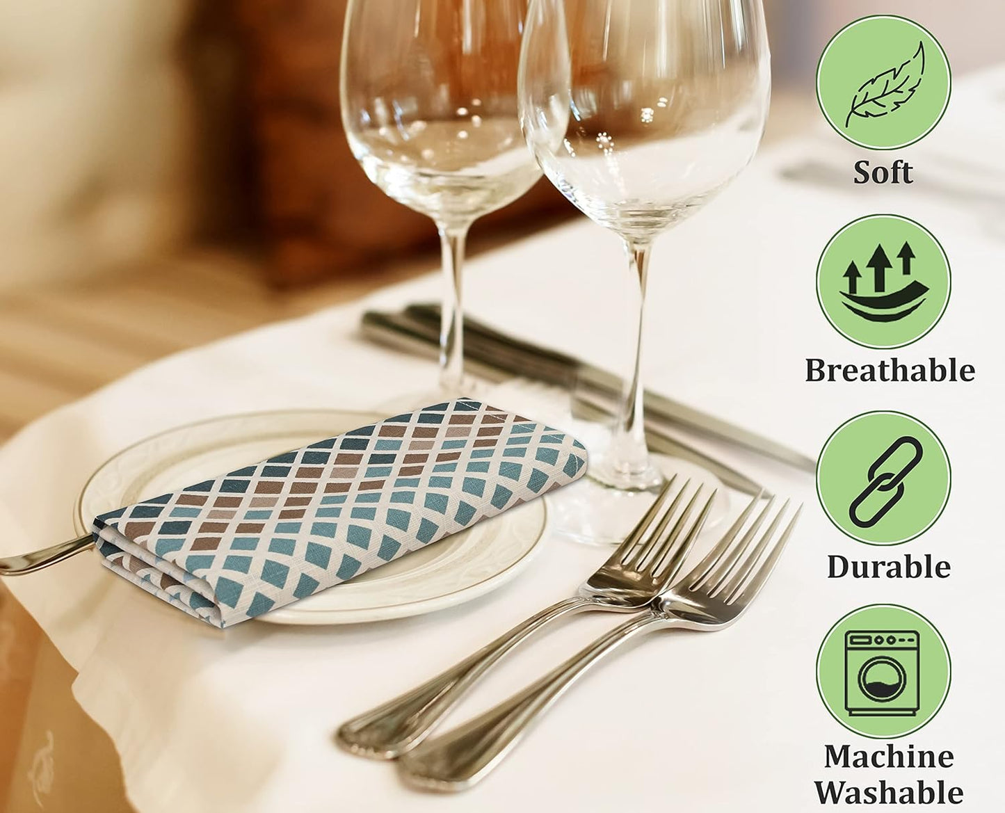 RUVANTI Cloth Napkins Set of 6 Cotton 100%, 18x18 Inches Napkins Cloth Washable, Soft, Absorbent. Cotton Napkins for Parties, Christmas, Thanksgiving, Weddings, Dinner Napkins Cloth - Faded