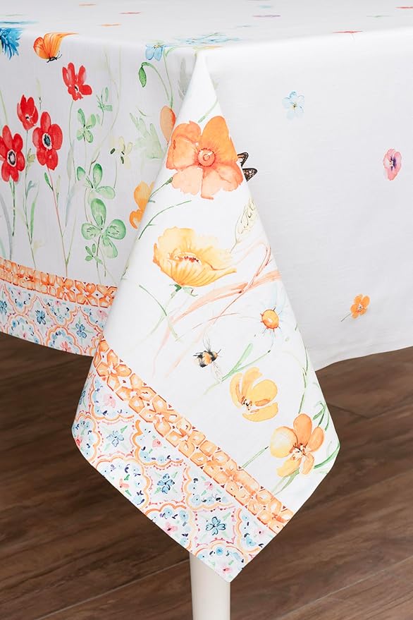 Maison d' Hermine Table Cloth Rectangle Table 100% Cotton 54 x 72 Inches Tablecloth Reusable Decorative for Dining Room Farmhouse Home Valentines Day Decorations Spring Summer - Summer Whisper