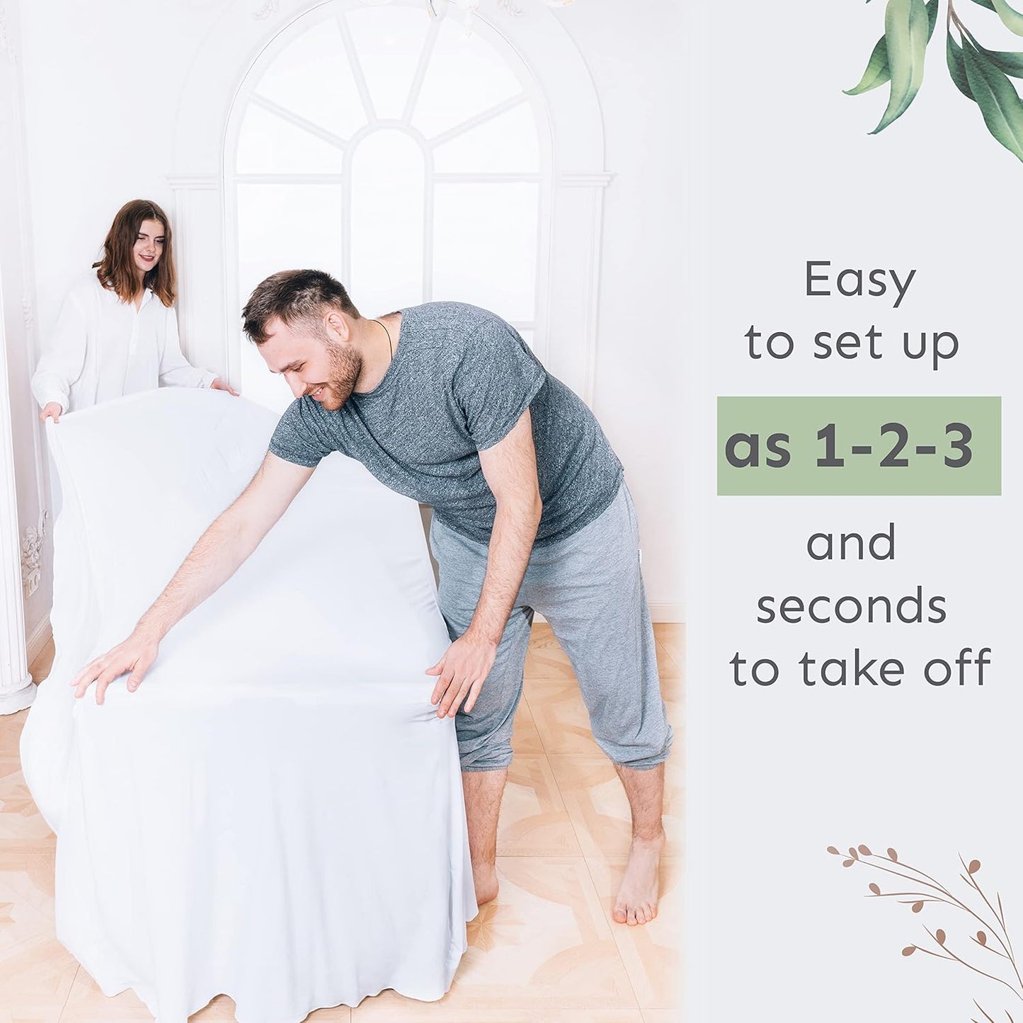 Destination 8ft Rectangular Table Skirt - White Wedding Spandex Table Cover - One Piece Fitted Stretchy Tablecloth - Wrinkle Resistant Ruffles - Great for Party, Banquet